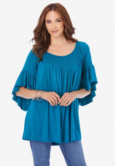 Bell-Sleeve Ultra Femme Tee - Roaman's - Click Image to Close