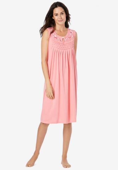 Sleeveless Smocked Sleep Gown - Only Necessities - Click Image to Close