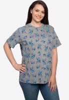 Women's Disney All-Over Print Stitch Short Sleeve T-Shirt Gray - Disney