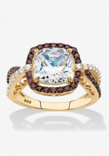Gold & Silver Princess-Cut Cubic Zirconia Ring - PalmBeach Jewelry - Click Image to Close