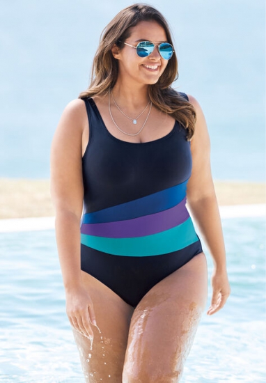 Colorblock One-Piece - Swim 365 - Click Image to Close