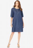 Denim Shirt Dress - Roaman's