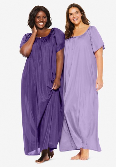 2-Pack Long Silky Gown - Only Necessities - Click Image to Close
