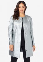 Three-Quarter Leather Jacket - Jessica London