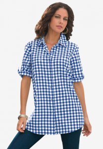 French Check Big Shirt - Roaman's