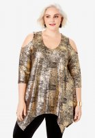 Metallic Cold-Shoulder Tunic - Roaman's