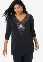 Ultrasmooth Embellished Tunic - Roaman's