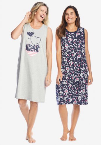 2-Pack Sleeveless Sleepshirt - Dreams & Co.