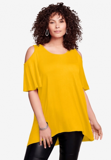 Cold-Shoulder Ultra Femme Tunic - Roaman's - Click Image to Close