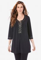 Ultrasmooth Rhinestone-Embellished Tunic - Roaman's