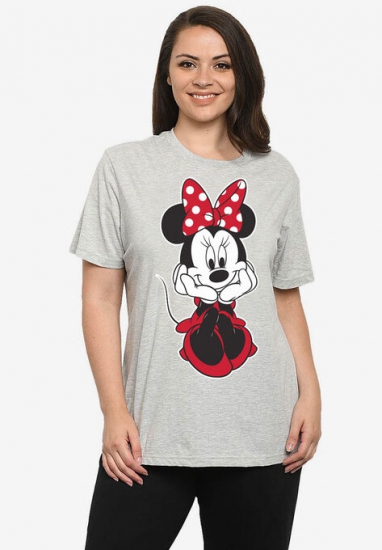 Disney Women's Minnie Mouse Sitting Short Sleeve T-Shirt Gray - Disney - Click Image to Close