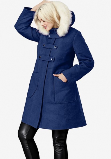 Faux Fur Trim Wool-Blend Coat - ellos - Click Image to Close