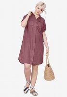 Button Front Linen Shirtdress - ellos