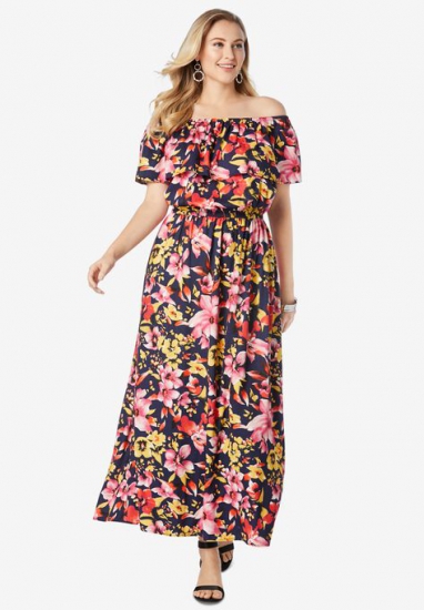 Off-The-Shoulder Maxi Dress - Jessica London - Click Image to Close