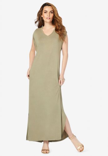 Side-Slit T-Shirt Dress - Roaman's