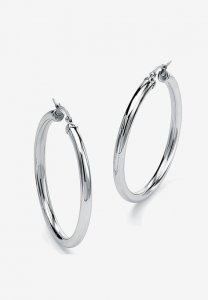 Stainless Steel Tubular Lightweight Hoop Earrings (62mm) - PalmBeach Jewelry
