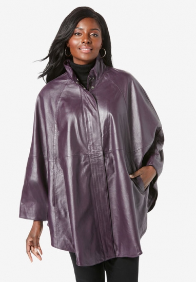 Leather Poncho - Jessica London - Click Image to Close