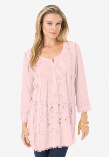 Eyelet Big Shirt - Roaman's - Click Image to Close