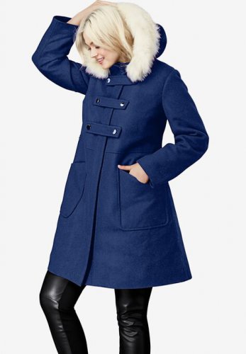 Faux Fur Trim Wool-Blend Coat - ellos