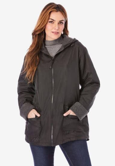 Hooded Jacket with Fleece Lining - Roaman's - Click Image to Close
