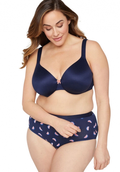 Solid Full-Coverage Smooth Underwire Bra - Catherines - Click Image to Close
