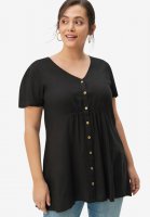 V-Neck Button-Front Tunic - ellos