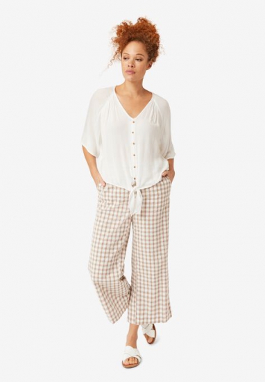 Gingham Crop Pants - ellos - Click Image to Close