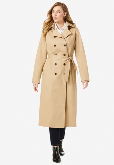 Double Breasted Long Trench Coat - Jessica London - Click Image to Close