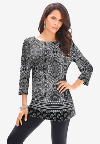 Ultrasmooth Crewneck Printed Tunic - Roaman's