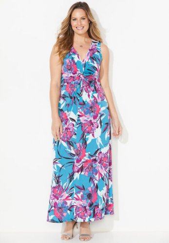 Expressive Twist-Knot Maxi Dress - Catherines