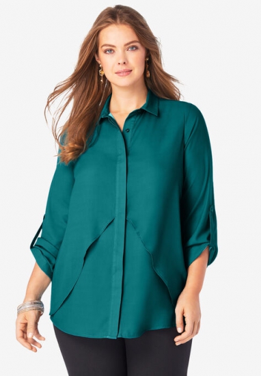 Georgette Overlay Big Shirt - Roaman's - Click Image to Close