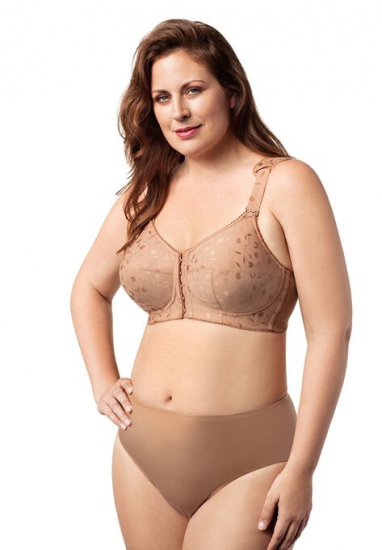Front Hook Jacquard Softcup Bra - Elila - Click Image to Close
