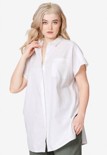 Oversized Linen Blend Tunic - ellos