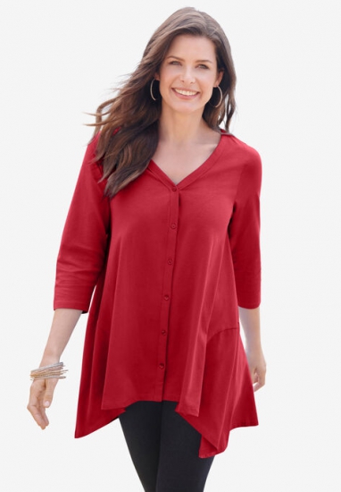 Button-Front Ultimate Tunic - Roaman's - Click Image to Close