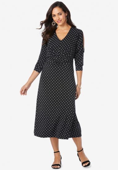 Slit Sleeve Midi Dress - Jessica London - Click Image to Close
