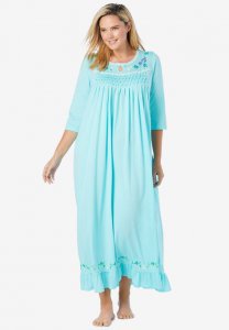Three-quarter sleeve smocked sleep gown - Only Necessities