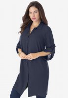 Tess Crinkle Big Shirt - Roaman's