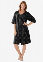 Short French Terry Zip-Front Robe - Dreams & Co.