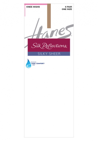 Silk Reflections Knee Highs Sheer Toe 6-Pack - Hanes - Click Image to Close