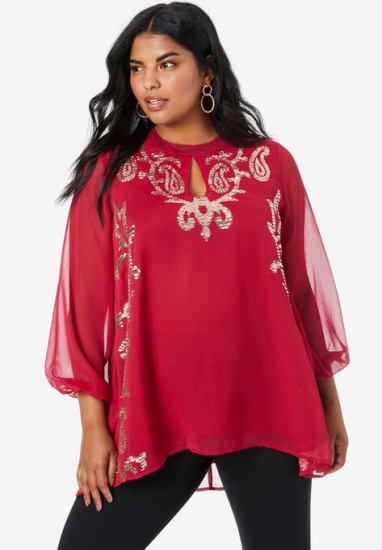 Embellished Keyhole Tunic - Roaman's - Click Image to Close