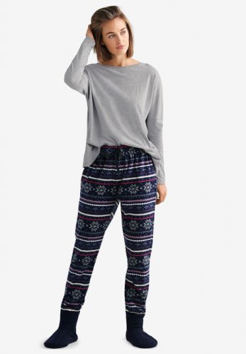 Fair Isle Fleece Pajama Pants - ellos