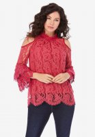 Lace Cold-Shoulder Top - Roaman's