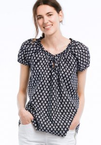 Keyhole Neckline Peasant Blouse - ellos