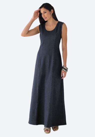 Denim Maxi Dress - Jessica London - Click Image to Close