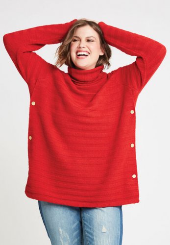 Side Button Turtleneck Sweater - ellos