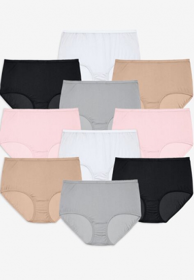 10-Pack Nylon Full-Cut Brief - Comfort Choice - Click Image to Close