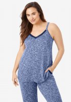 Marled Lace-Trim Sleep Tank - Dreams & Co.