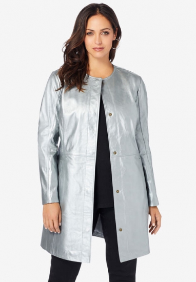 Three-Quarter Leather Jacket - Jessica London - Click Image to Close