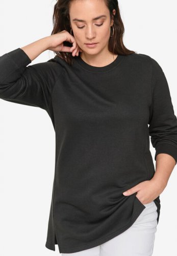 Sweatshirt Tunic With Hem Slits - ellos