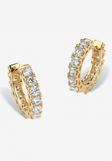 Yellow Gold-Plated Huggie Hoop Earrings - PalmBeach Jewelry - Click Image to Close